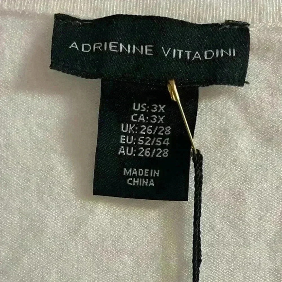 Adrienne‎ Vittadini sweater v neck pullover white studded long line 3X NWT - Picture 6 of 7